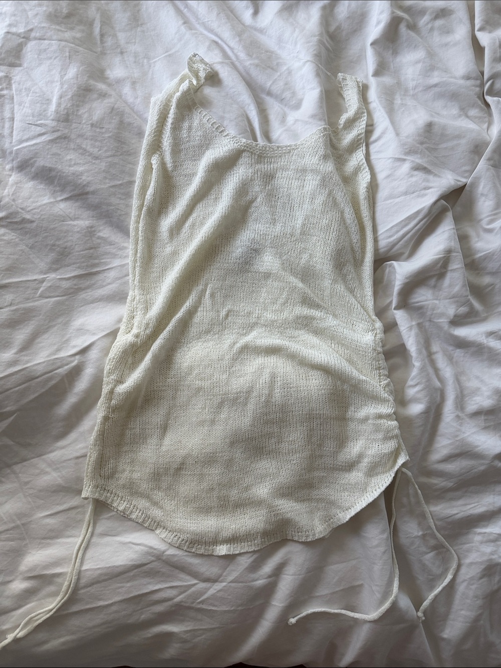 White Knit Swim Coverup Tank with Side Ties